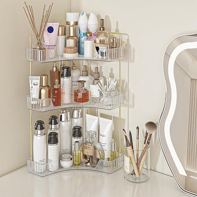 Webetop Corner Bathroom Counter Organizer 3 Tier Bathroom Countertop Organizers Shelf Makeup Organizer for Vanity Perfume Tray for Corner Storage Skincare, Cosmetic, Dresser, Kitchen Spice Rack - ModernBath