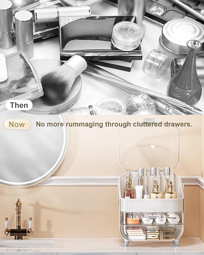 Makeup Organizer Countertop, Skincare Holder Bathroom Counter Organizer, Storage Box Cosmetic Display Cases, Teen Girl Gifts Make up Organizers for Vanity, Dresser (Sliver) - ModernBath