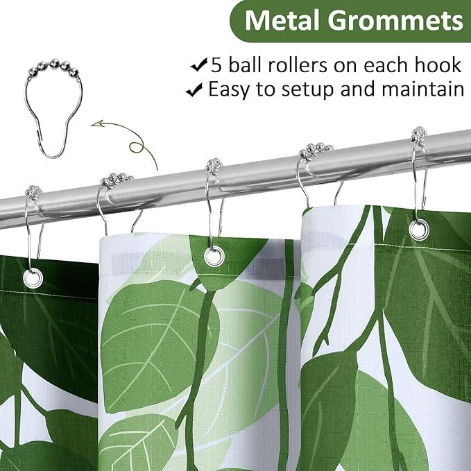 BOODII Green Leaves Spring Shower Curtain for Bathroom Watercolor Fren Eucalyptus Ivy Shower Curtain Set Vine Botanical Garden Jade Green Natural Bath Curtains Bathroom Decor 72x72 - ModernBath