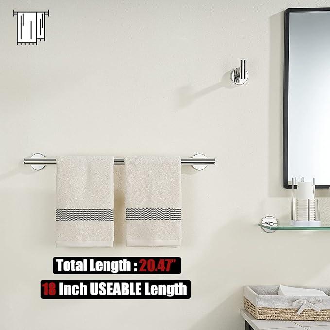 JQK Chrome Towel Bar, 20.5 Inch 304 Stainless Steel Thicken 0.8mm Towel Rack Bathroom, Towel Holder Polished Finished Wall Mount, Useable Length 18 Inch, TB110L18-CH - ModernBath
