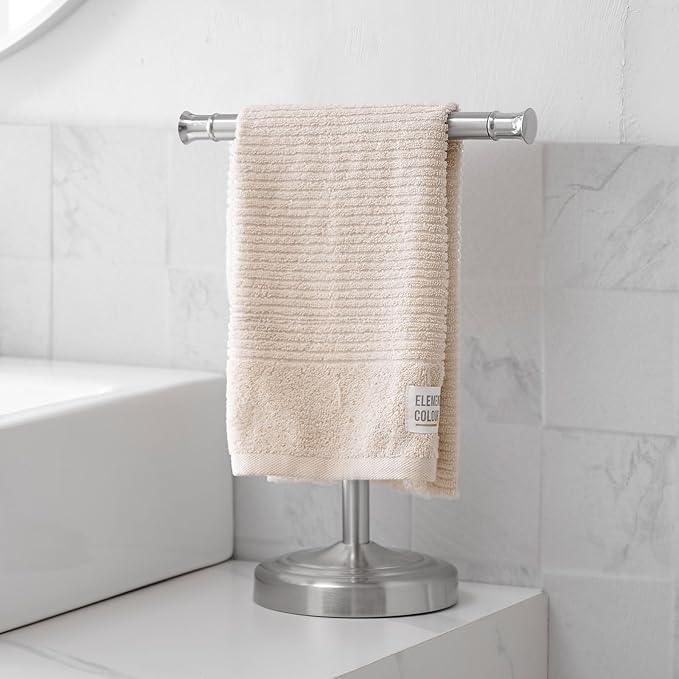 RUMOSE 13 Inch Brushed Nickel Towel Stand Hand Towel Holder Bathroom Kitchen Vanity Countertop T-Shape Towel Rack Free Standing Stainless Steel Towel Bar Towel Ring - ModernBath