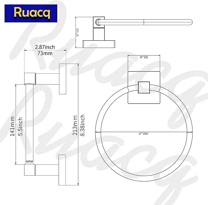 Ruacq Brushed Gold Toilet Paper Holder Towel Ring Bathroom Accessories Hardware Set Double Post Pivoting Toilet Roll Holder Square Stainless Steel and Zinc Alloy Modern Wall Mounted 2 Pieces - ModernBath