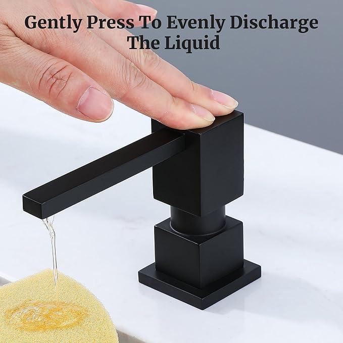 Sink Soap Dispenser for Kitchen Sink (Matte Black), All Brass Built-in and Refill from Top Design,Metal Hand Soap & Dish Soap Copper Pump - ModernBath