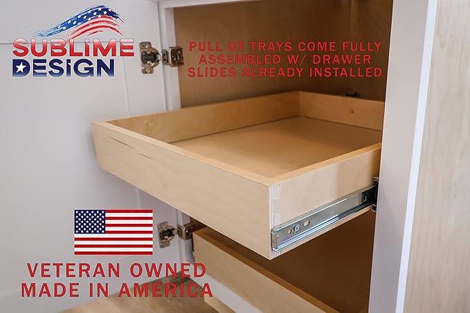 Sublime Design - Standard Size - Pull Out Kitchen Drawers | Slide Out Shelves for Kitchen Cabinets | Pull Out Home Organizer (Bottom Mounting, 17 Inch W/Drawer Slides (16” Drawer Box)) - ModernBath