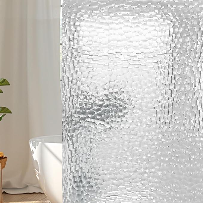 WELTRXE Extra Long Shower Curtain Liner, 72x78 Inch 3D Clear Bubble Heavy Duty Waterproof Shower Curtain Liner with Magnets Thick Plastic Shower Curtains Weighted Bathroom Shower Liner, 12 Hooks - ModernBath