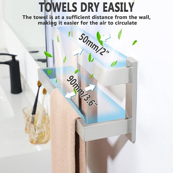 Alise Double Towel Bars for Bathroom Wall Mount,28'' Towel Holder Double Towel Racks for Bathroom Lavatory,SUS304 Stainless Steel Towel Rail Towel Hanger for Walls,Brushed Nickel - ModernBath