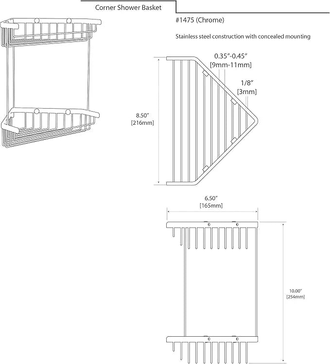 Gatco 1475 Tub and Shower Corner Caddy, Chrome - ModernBath