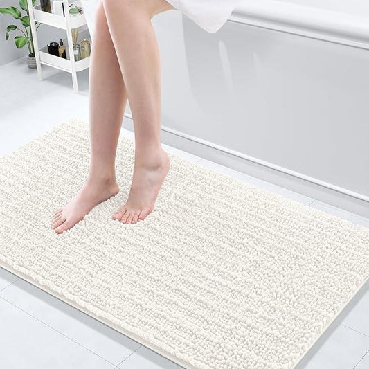 Arotive Luxury Chenille Bathroom Rug Mat, Extra Soft Thick Absorbent Shaggy Bath Rugs, Non-Slip Machine Wash Dry, Plush Bath Mats for Bathroom, Shower and Tub, 54x24, Ivory - ModernBath