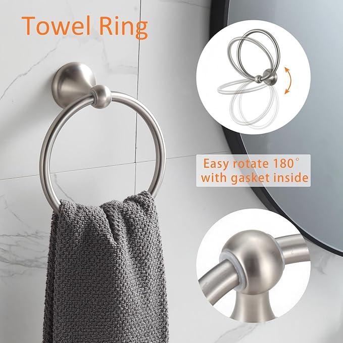 BGL Bathroom Accessory Set, Brushed Nickel Adjustable Expandable Towel Bar 4-Piece Bathroom Hardware Set Wall Mounted - ModernBath