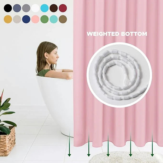 Biscaynebay Hotel Quality Fabric Shower Curtain Extra Long Liners 72" Width by 84" Length, Pink Water Resistant Bathroom Curtains Rust Resistant Grommets & Weighted Bottom Hem Machine Washable - ModernBath