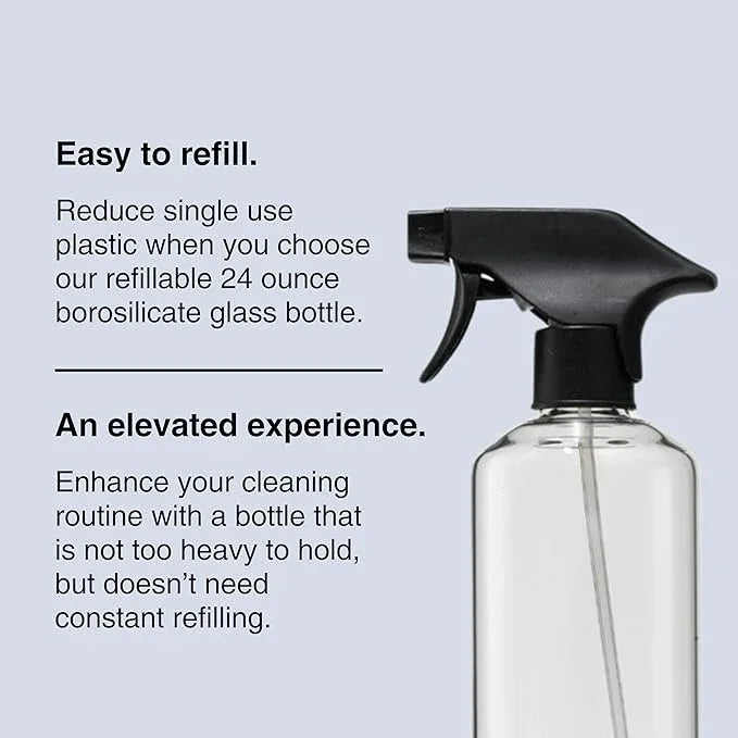 Public Goods Empty Glass Spray Bottle for Bathroom Cleaner | Refillable Spray Bottle for Cleaning | Made with Clear Borosilicate Glass for Toilets, Tile, Showers, Sinks | BPA Free | 24 Oz - ModernBath