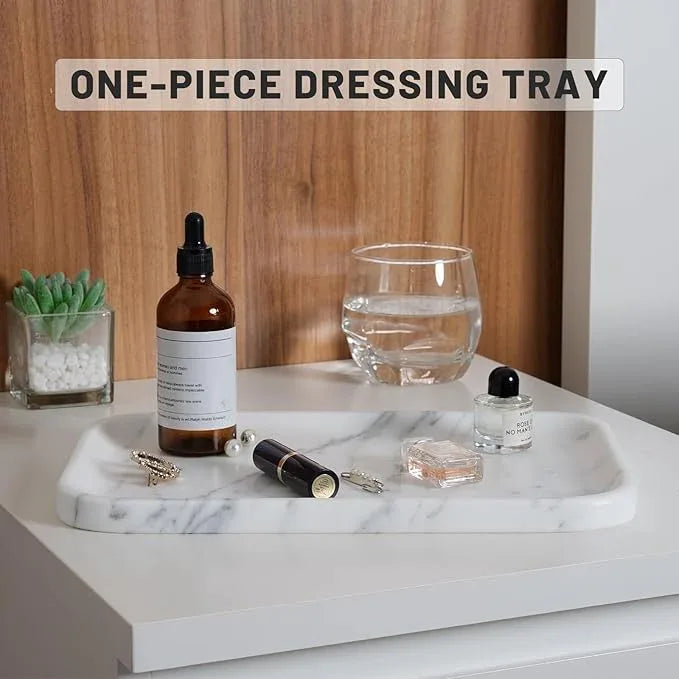 Arabescato Marble Vanity Tray - Decorative Organizer for Bathroom Countertop, Dresser, Kitchen Sink - ModernBath
