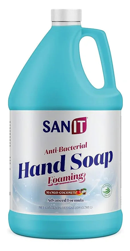 Sanit Antibacterial Foaming Hand Soap Refill - Advanced Formula with Aloe Vera and Moisturizers - All-Natural Moisturizing Hand Wash - Made in USA, Mango Coconut, 1 Gallon - ModernBath