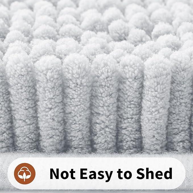 Yimobra Toilet Rugs U Shaped Washable - 24"x20" Non Slip Plush Contour Bath Rugs for Toilet - Super Soft Absorbent Quick Dry Toilet Mats for Bathroom,Silver - ModernBath