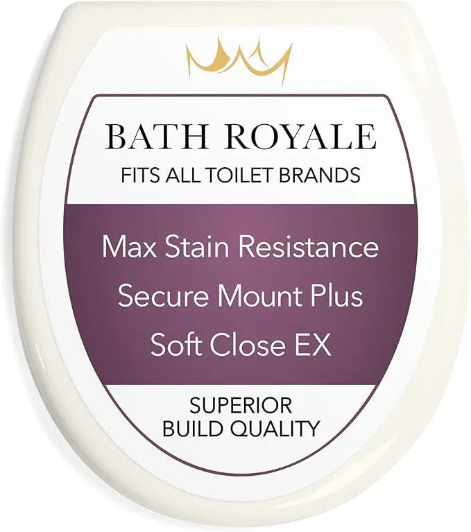 Bath Royale Round Toilet Seat Replacement with Cover BR500-01 Slow Close, Heavy Duty Sturdy, Stain-Resistant, No Jiggle and Easy to Clean, Fits All Toilet Brands, Executive Series - Biscuit/Linen, - ModernBath