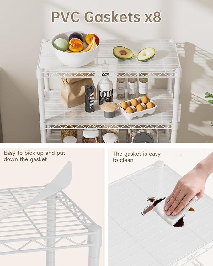 8 Tier Adjustable Storage Shelves Heavy Duty Metal Shelf Wire Shelving Unit Organizer Rack for Home Kitchen Office Pantry Room Bathroom Shelving Organizers and Storage Laundry - ModernBath