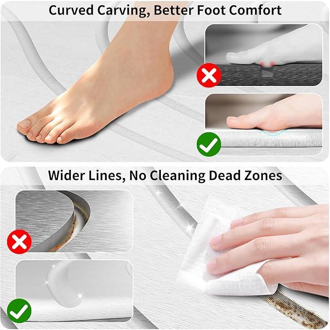 Stone Bath Mat Diatomaceous Earth: Quick Drying Shower Mat Non-Slip Super Absorbent Bathroom Mat, Easy to Clean & Odorless Diatomite Bathmats for Bathroom Floor, White - ModernBath