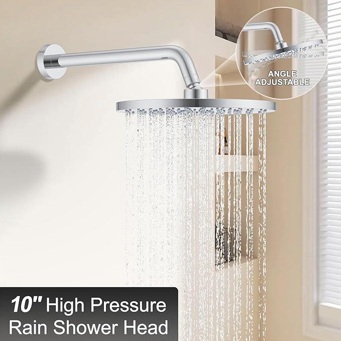 KOJOX Shower Set - Polished Chrome High Pressure Shower Head System- 3 Setting Headheld Shower Head Fixtures- Valve Included - ModernBath
