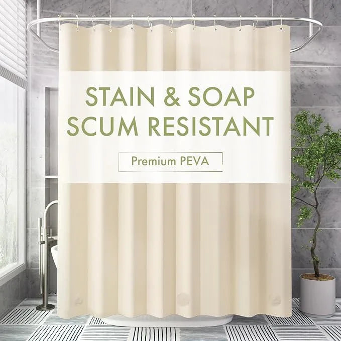 AmazerBath Shower Curtain Liner, 72x72 Beige Shower Curtain Liners, Lightweight Plastic Shower Liner, Cute PEVA Waterproof Cream Shower Curtains for Bathroom with 3 Magnets and 12 Grommets - ModernBath