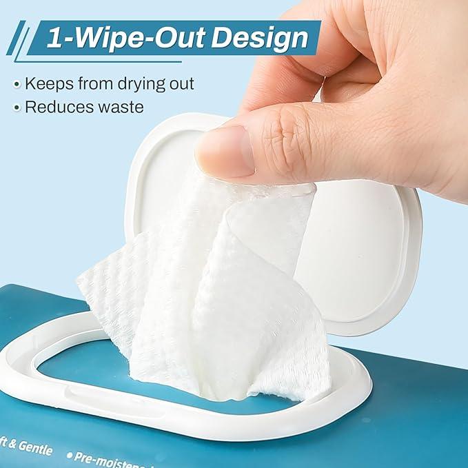 720 Count (12 Packs of 60) Wipes for Adults, 8" x 12" Extra Large Wet Wipes for Incontinence & Cleansing, Disposable Body Shower & Bath Wipes for Elderly Bathing No-Rinse - Vitamin E & Aloe - ModernBath