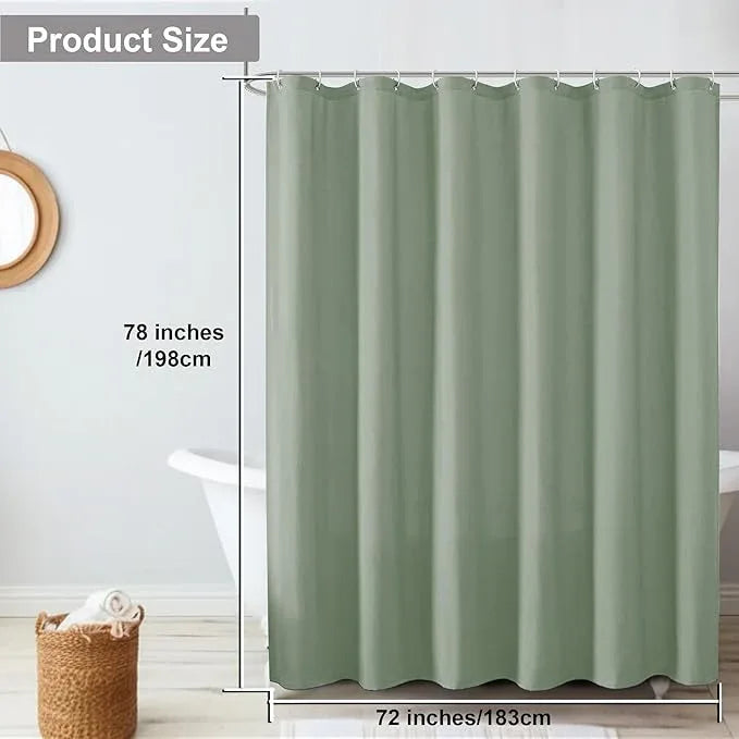 OVZME Zora 78 Inch Shower Curtain Set with 12 Plastic Hooks, Plain Fabric Sage Green Shower Curtain for Bathroom - Long Shower Curtain, Water Resistance, Machine Washable Soft Cloth, 72WX78L - ModernBath