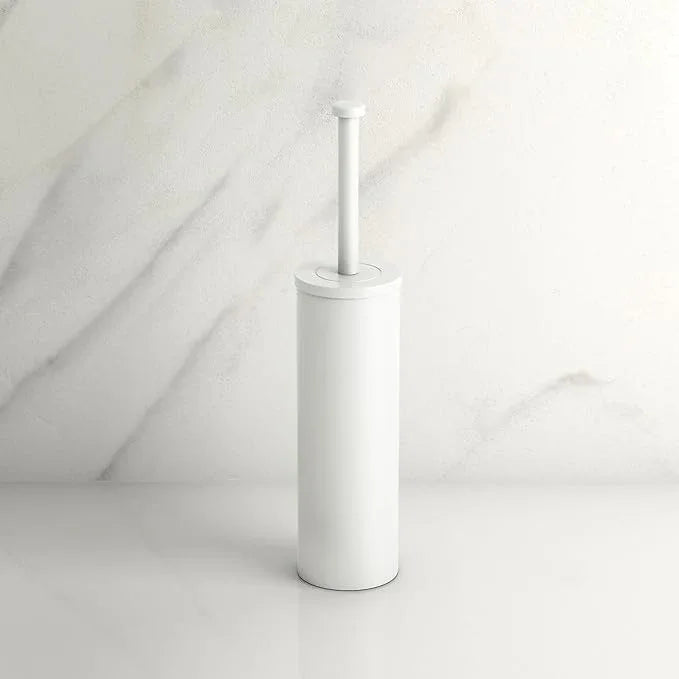 Gatco 1481W Latitude II Toilet Brush Holder, Freestanding Bathroom Toilet Brush Set, Matte White - ModernBath
