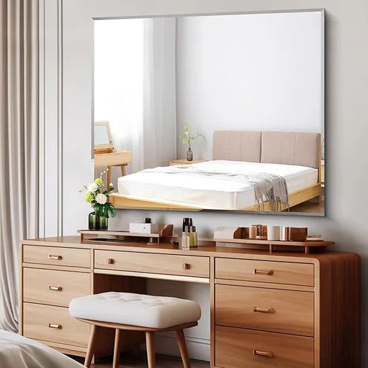 CILIBER Beveled Bathroom Mirror, 40x48 Inch Large Frameless Mirrors for Wall, Upgraded Shatterproof Rectangle Beveled Vanity Mirror Hangs Horizontally/Vertically for Bedroom, Living Room and Entryway - ModernBath