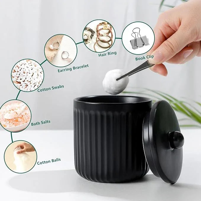 BosilunLife Ceramic Bathroom Accessories Set - Bathroom Counter Soap Set Black Bathroom Decor Sets Accessories Bathroom Lotion Soap Dispenser and Toothbrush Holder Set, Soap Dish, Apothecary Jars - ModernBath