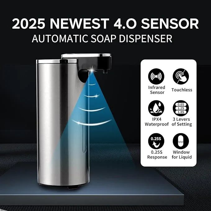Automatic Soap Dispenser, Automatic Soap Dispenser Touchless, Kitchen & Bathroom, 3 Adjustable Volume for Liquid Soap, Water-Resistant, Hotel, Restaurant and School, Clog-Free, Stainless Steel - ModernBath