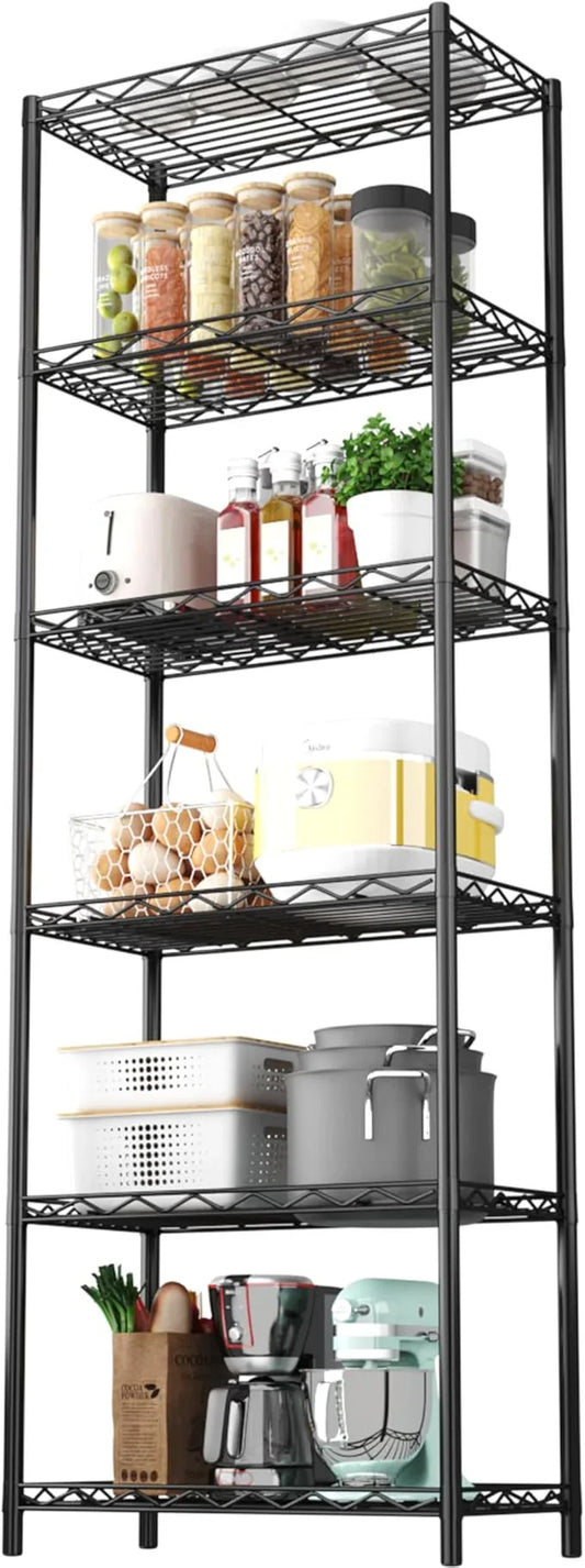 HOMEFORT 6-Tier Wire Shelving, 6 Shelves Unit Metal Storage Rack, Durable Organizer, Perfect for Pantry Closet Kitchen Laundry Organization (Black) - ModernBath