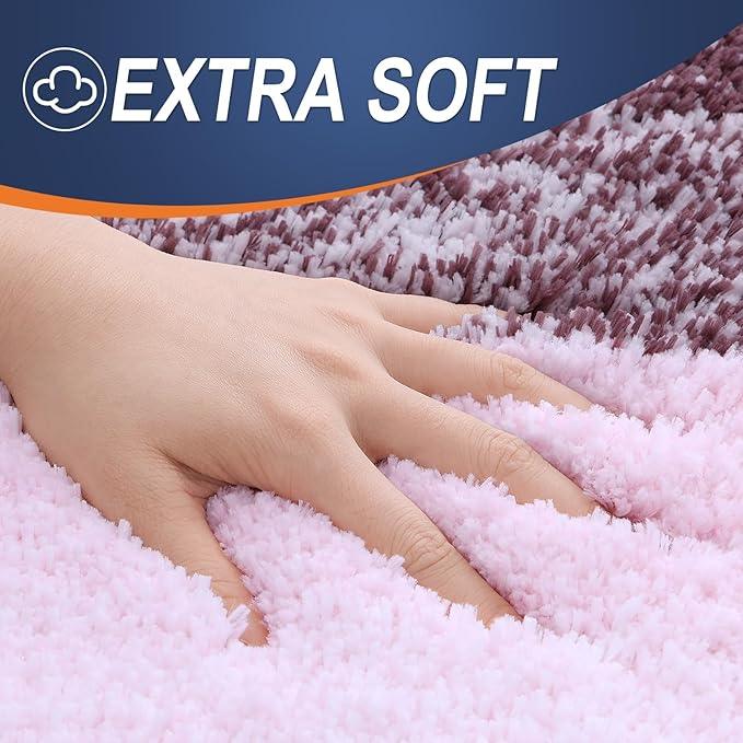 OLANLY Luxury Toilet Rugs U-Shaped 24x20, Extra Soft and Absorbent Microfiber Bathroom Rugs, Non-Slip Plush Shaggy Bath Mat, Machine Wash Dry, Contour Bathroom Mats for Toilet Base, Mauve - ModernBath