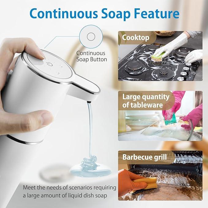 Gotofine Automatic Liquid Soap Dispenser,4-Level Adjustable, Wall Mount,USB Rechargeable,12.8oz/ 380ml,Touchless Hand & Dish Soap Dispenser for Bathroom, Kitchen,Hotel, Restaurant - ModernBath