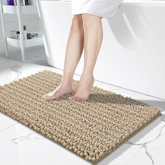 Yimobra Long Bathroom Rugs Non Slip Washable 44x24 Inch - Ultra Soft Absorbent Chenille Bath Mat, Quick Dry Shaggy Floor Carpet for Tub Shower, Camel Home Decor Accessories - ModernBath