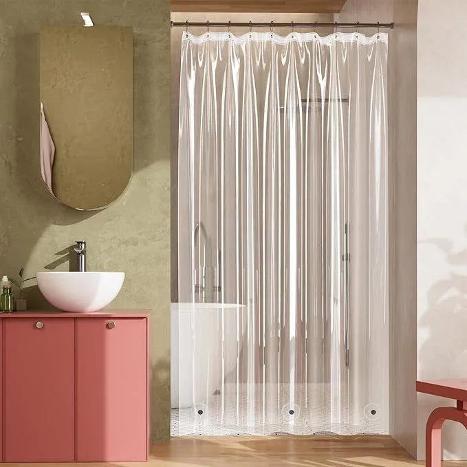 Titanker Plastic Shower Curtain Liner, Clear Shower Liner PEVA 60x78 Lightweight Waterproof Shower Curtains for Bathroom with Magnets and Rustproof Grommets - ModernBath