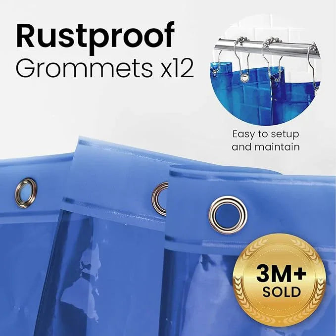 LiBa Bathroom Shower Curtain Premium PEVA Non-Toxic, Blue Clear Waterproof Plastic Shower Curtain Liner with Rust Proof Grommets 8G Bathroom Accessories 72x72 - ModernBath