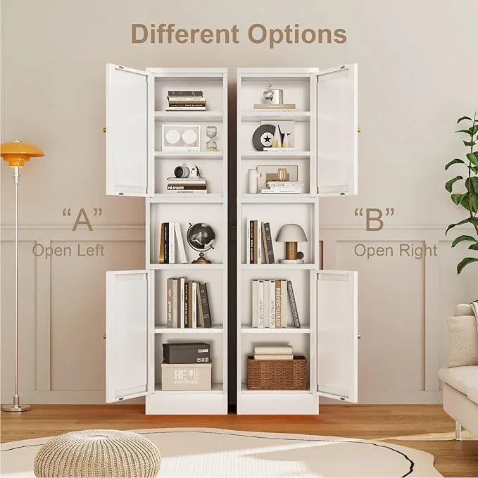 Metal Bathroom Storage Cabinet, 67" Tall Narrow Freestanding Floor Cabinet with Adjustable Shelves and Open Compartment, Slim Metal Locker for Laundry, Kitchen, Dining Room - ModernBath