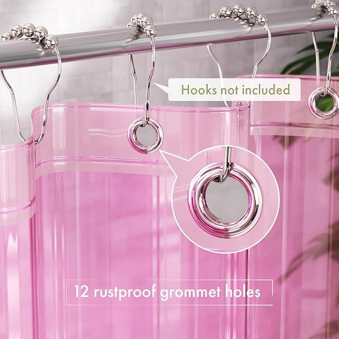 AmazerBath Shower Curtain Liner, 72x72 Transparent Hot Pink Shower Liner, Lightweight Plastic Shower Curtain Liners, Cute Waterproof Shower Liner for Bathroom with 3 Magnets & 12 Grommet Holes - ModernBath