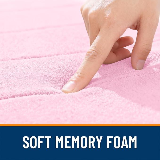 OLANLY Memory Foam Bath Mat 44x32, Super Soft Absorbent Bathroom Rugs, Quick Dry, Machine Washable Shower Floor Rugs, Bathmat Carpet, Bathroom Home Decor Accessories, Pink - ModernBath