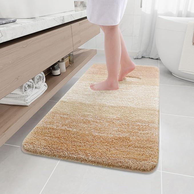 Arotive Microfiber Bathroom Rugs, Shaggy Soft and Absorbent Bath Rug, Non-Slip, Thick Plush Machine Washable Dry Bath Mats for Bathroom, Tub and Shower, 45x27, Beige, Rectangular - ModernBath