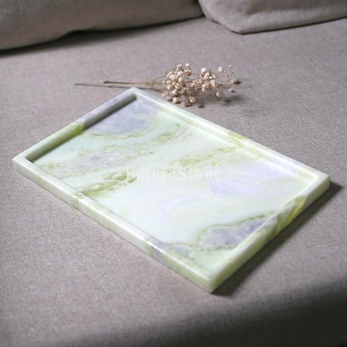 Real Luxurious Natural Marble Vanity Tray Genuine Marble Storage Tray for Home Decor Stone Tray for Bathroom/Kitchen/Vanity/Dresser,Plate Holder for Tissues, Candles, Towel - ModernBath