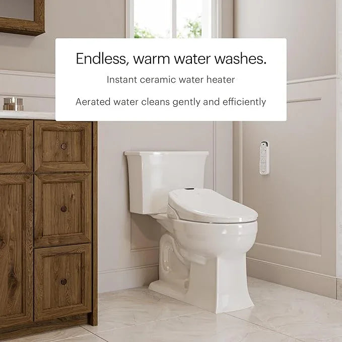 Brondell Bidet Toilet Seat S1400, Smart Toilet Seat, Dual Stainless-Steel, Self-Cleaning Nozzle With Clean Plus Technology, Endless Warm Water Bidet, Warm Air Dryer-Nightlight, Heated Seat, Round - ModernBath