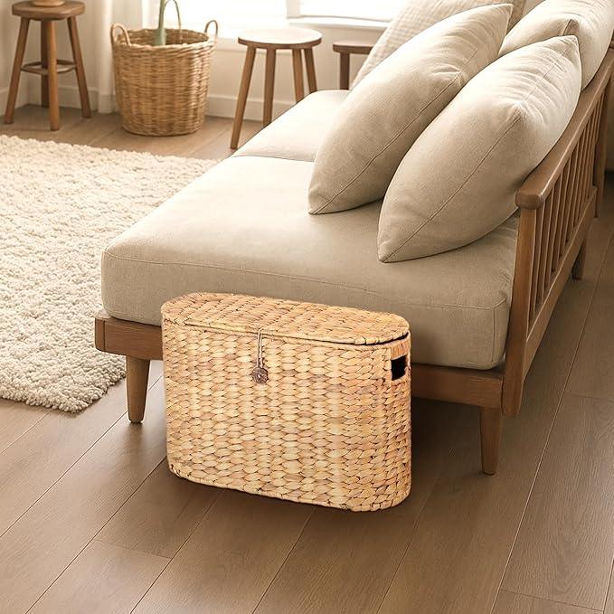 Toilet Papers Storage, Water Hyacinth Baskets with Lid, Water Hyacinth Toilets Paper Basket for Storage, Toilets Paper Holder Wicker Basket, Toilet Papers Organizer, Bathroom (with Lid Model 2) - ModernBath