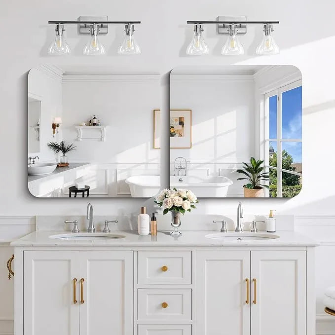 CILIBER Frameless Wall Mirror, 30" x 30" Square Bathroom Mirror Rounded Corner, HD Shatterproof Vanity Mirror with Polished Edge for Over Sink, Bedroom, Entryway, Vertical or Horizontal - ModernBath