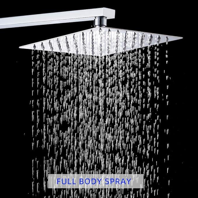 Heable Shower Faucet Set Chrome, Single Function Shower Trim Kit with Rough-in Valve Bathroom Luxury Rain Shower Set Rainfall Shower System with Square Stainless Steel Metal Showerhead - ModernBath