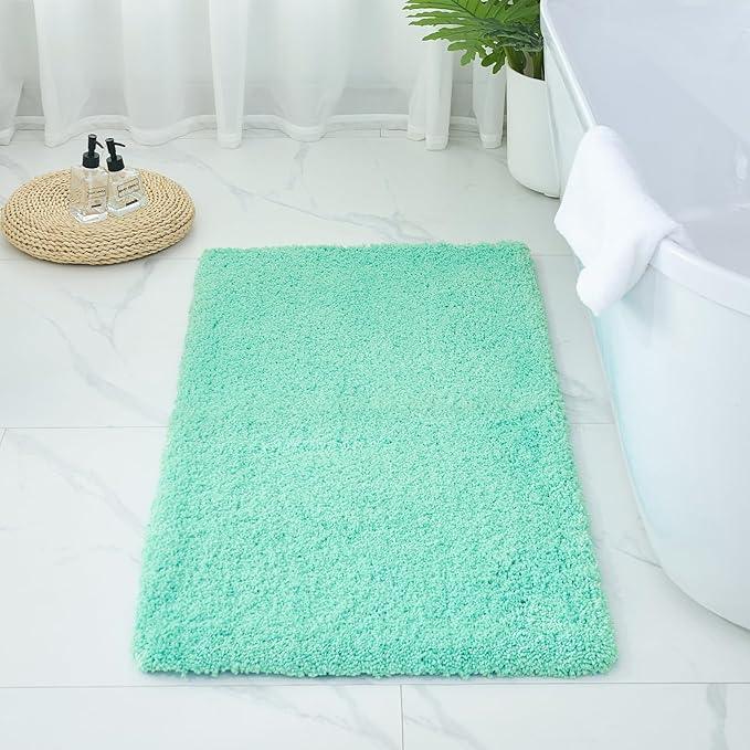 Ruggnovea Bathroom Rugs Non Slip Washable 48x24, Ultra Soft Thick Shaggy Absorbent Bath Mats, High Density Foam Latex Non Slip Backing Bath Rugs, Microfiber Bath Mats for Bathroom Floor&Sink,Spa Blue - ModernBath