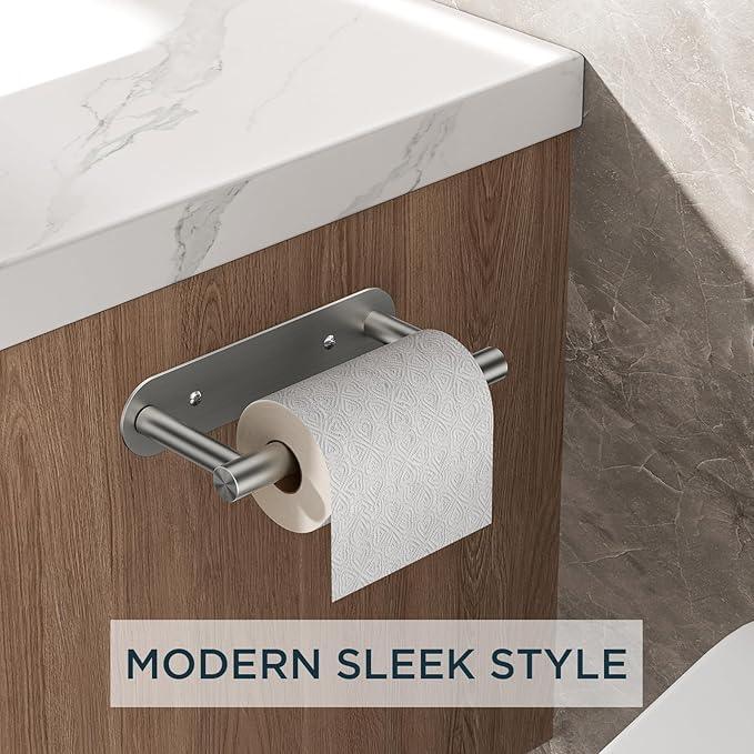 FORIOUS Toilet Paper Holder, Adhesive or Screw Wall Mount Pivoting Tissue Roll Holder for Bathroom, Stainless Steel Rustproof Self Adhesive Toilet Paper Roll Holder no Drilling, 2 Pack Brushed Nickel - ModernBath