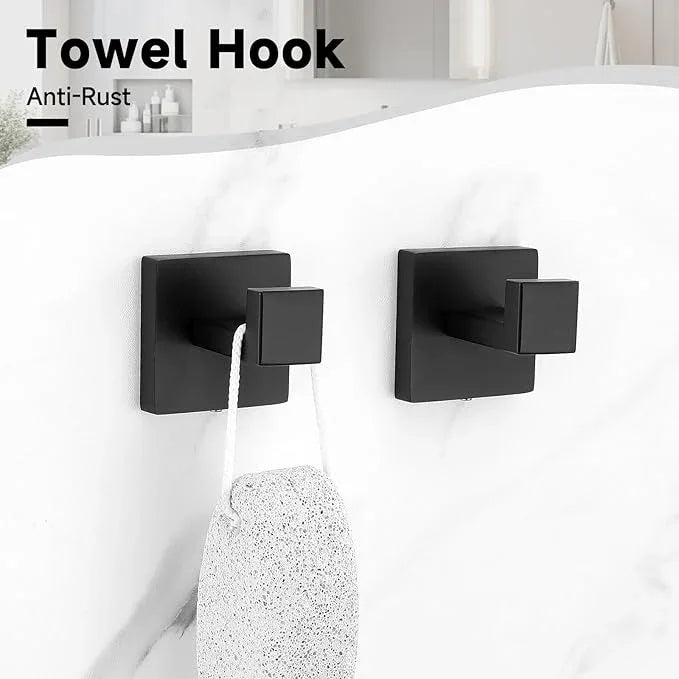 TNOMS Black Towel Bar Set, 5-Pieces Bathroom Hardware Set,23.6 Inch Towel Rack Set Stainless Steel Towel Holder Set Wall-Mounted Bathroom Accessories - ModernBath