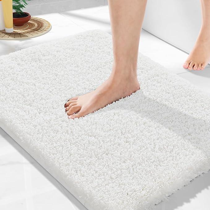 Yimobra Bathroom Rugs Non Slip Washable, Ultra Soft and Water Absorbent Bath Mats, Plush Fluffy Shower Mat Outside, Microfiber Thick Matts for Bathroom Floor/Sink, 24x17, Off White - ModernBath