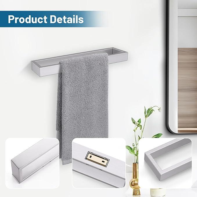 TNOMS Single Towel Bar Towel Holder Bathroom Hardware Accessories,Stainless Steel Wall-Mounted Towel Rack Towel Rail,12 Inches Brushed Nickel - ModernBath