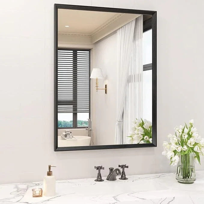 JISOSO 20x30 Inch Bathroom Mirror, Matte Black Framed Rectangle, 4MM Tempered Glass, Anti-Rust, Wall-Mounted Vanity Mirror for Bathroom & Bedroom - Hangs Horizontally or Vertically - ModernBath